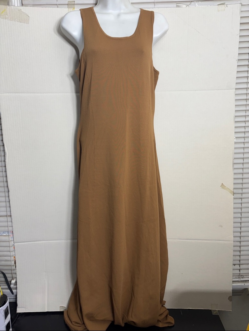 Mango Sleeveless Maxi Dress in Camel Brown KNIT LONG DRESS 4082 - Picture 2 of 6